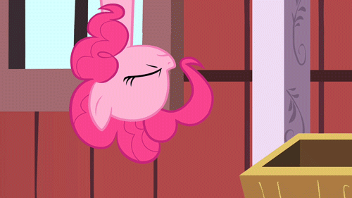 Size: 500x281 | Tagged: safe, screencap, character:pinkie pie, species:earth pony, species:pony, episode:the last roundup, g4, my little pony: friendship is magic, animated, female, in which pinkie pie forgets how to gravity, mare, pinkie being pinkie, pinkie physics