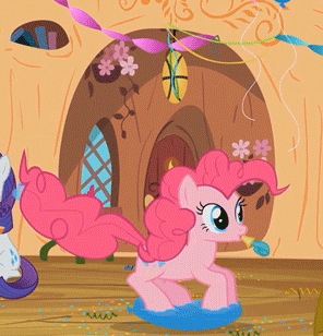 Size: 296x308 | Tagged: safe, screencap, character:pinkie pie, episode:secret of my excess, g4, my little pony: friendship is magic, animated, balloon, bouncing, jumping, pronking