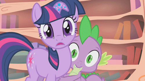 Size: 500x281 | Tagged: safe, screencap, character:spike, character:twilight sparkle, episode:bridle gossip, g4, my little pony: friendship is magic, animated, duo, twilight flopple