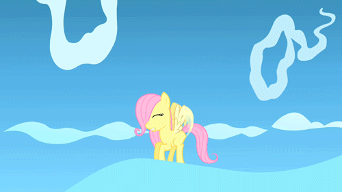 Size: 500x281 | Tagged: safe, screencap, character:fluttershy, episode:the cutie mark chronicles, g4, my little pony: friendship is magic, animated, blank flank, female, filly, filly fluttershy, flapping, flight camp, solo, younger