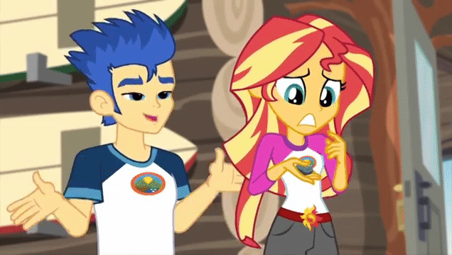 Size: 636x360 | Tagged: safe, screencap, character:boulder, character:flash sentry, character:maud pie, character:sunset shimmer, equestria girls:legend of everfree, g4, my little pony:equestria girls, animated, animated actors, blooper, gif, inconvenient, inconvenient maud, legend of everfree - bloopers