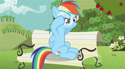 Size: 400x220 | Tagged: safe, screencap, character:rainbow dash, episode:lesson zero, g4, my little pony: friendship is magic, animated, goggles, hub logo, safety goggles, solo