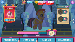 Size: 1280x720 | Tagged: safe, gameloft, screencap, character:twilight sparkle, character:twilight sparkle (alicorn), species:alicorn, species:pony, armor, athena sparkle, clothing, costume, crack is cheaper, dress, nightmare night, vip