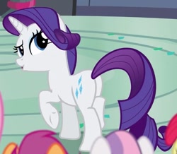 Size: 515x450 | Tagged: safe, screencap, character:apple bloom, character:rainbow dash, character:rarity, character:scootaloo, character:sweetie belle, species:pegasus, species:pony, episode:newbie dash, g4, my little pony: friendship is magic, cropped, cutie mark crusaders, female, mare, plot, raised eyebrow, rearity