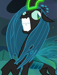 Size: 815x1077 | Tagged: safe, screencap, character:queen chrysalis, species:changeling, episode:to where and back again, g4, my little pony: friendship is magic, changeling queen, cropped, female, gritted teeth, magic, solo