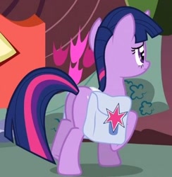 Size: 350x358 | Tagged: safe, screencap, character:twilight sparkle, character:twilight sparkle (unicorn), species:pony, species:unicorn, episode:just for sidekicks, g4, my little pony: friendship is magic, butt, cropped, female, mare, plot, saddle bag, solo, twibutt