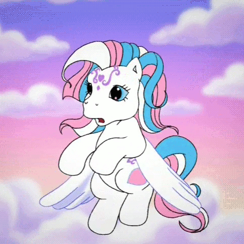 Size: 480x480 | Tagged: safe, screencap, character:star catcher, species:pony, episode:friends are never far away, g3, animated, behind you, flying, gif, reaction, solo, surprised