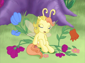 Size: 335x250 | Tagged: safe, screencap, character:wysteria, species:breezies, species:pony, episode:the princess promenade, g3, animated, flower, gif, princess wysteria, rose