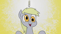 Size: 1366x768 | Tagged: safe, artist:doublewbrothers, screencap, character:derpy hooves, species:pegasus, species:pony, animated at source, creative solution, female, fluorescent, happy, idea, lightbulb, mare, open mouth, solo