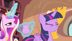 Size: 1280x720 | Tagged: safe, screencap, character:princess cadance, character:twilight sparkle, character:twilight sparkle (alicorn), species:alicorn, species:pony, episode:three's a crowd, g4, my little pony: friendship is magic, context is for the weak, glass of water, magic, no context, out of context, telekinesis