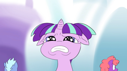 Size: 1366x768 | Tagged: safe, artist:doublewbrothers, screencap, character:starlight glimmer, species:pony, animated at source, filly, floppy ears, sad, thought crimes