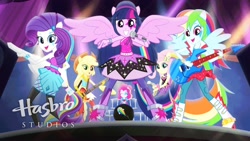 Size: 1920x1080 | Tagged: safe, screencap, character:applejack, character:fluttershy, character:pinkie pie, character:rainbow dash, character:rarity, character:twilight sparkle, episode:a perfect day for fun, equestria girls:rainbow rocks, g4, my little pony:equestria girls, hasbro studios, humane five, humane six, mane six