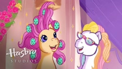 Size: 1920x1080 | Tagged: safe, screencap, character:daffidazey, character:sparkleworks, species:pony, episode:the princess promenade, g3, hair curlers, hasbro studios