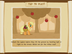 Size: 916x690 | Tagged: safe, gameloft, screencap, character:applejack, game, hatless, missing accessory, text