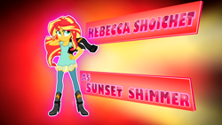 Size: 1920x1080 | Tagged: safe, screencap, character:sunset shimmer, equestria girls:friendship games, g4, my little pony:equestria girls, breasts, cleavage, female, hasbro-sponsored official cleavage, opening credits, rebecca shoichet, solo