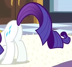 Size: 355x330 | Tagged: safe, screencap, character:rarity, species:pony, episode:a canterlot wedding, g4, my little pony: friendship is magic, butt, butt only, cropped, female, mare, plot, rearity, solo