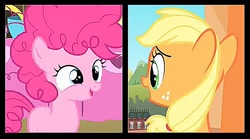 Size: 666x369 | Tagged: safe, screencap, character:applejack, character:pinkie pie, equestria daily, episode:the cutie mark chronicles, g4, my little pony: friendship is magic, blank flank, cropped, fanfic, fanfic art, female, filly, filly applejack, filly pinkie pie, younger