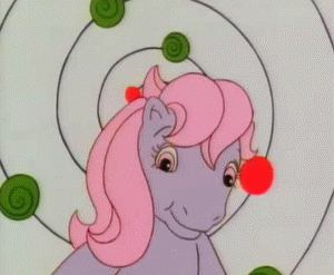 Size: 300x247 | Tagged: safe, screencap, character:clover (g1), episode:shop talk, g1, my little pony tales, animated, fourth wall, phone, solo, telephone