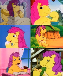 Size: 515x625 | Tagged: safe, screencap, character:bon bon (g1), episode:an apple for starlight, episode:birds of a feather, episode:the tea party, episode:who's responsible?, g1, my little pony tales, eating, food