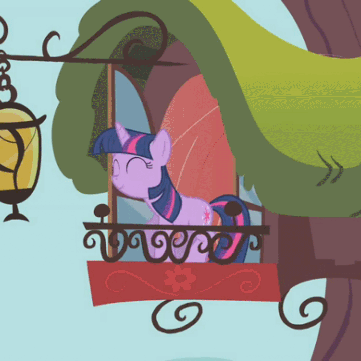 Size: 720x720 | Tagged: safe, screencap, character:twilight sparkle, character:twilight sparkle (unicorn), species:pony, species:unicorn, episode:dragonshy, g4, my little pony: friendship is magic, animated, cropped, cute, eyes closed, gif, hoofy-kicks, laughing, leaning, open mouth, reaction image, rearing, smiling, solo, twiabetes