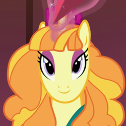 Size: 805x805 | Tagged: safe, screencap, character:tropical dream, species:pony, species:unicorn, episode:princess spike, g4, my little pony: friendship is magic, background pony, cropped, faec, female, gem, great moments in animation, happy, lidded eyes, looking at you, magic, mare, smiling, solo, telekinesis