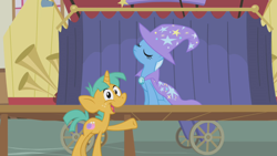 Size: 1280x720 | Tagged: safe, screencap, character:snails, character:trixie, species:pony, species:unicorn, episode:boast busters, g4, my little pony: friendship is magic, admiration, colt, male, praise