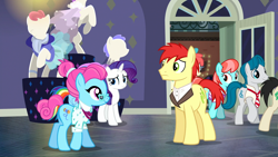 Size: 1920x1080 | Tagged: safe, screencap, character:blue bobbin, character:don neigh, character:rainbow dash, character:rarity, character:strawberry ice, character:upper east side, species:pony, episode:the saddle row review, g4, my little pony: friendship is magic, crimson cream, fashion statement, lucky breaks, mannequin, mare e. belle, upper east stride