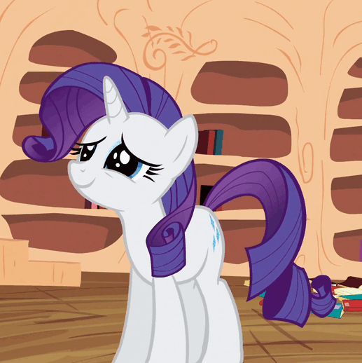 Size: 517x518 | Tagged: safe, screencap, character:rarity, character:spike, species:dragon, species:pony, species:unicorn, episode:secret of my excess, g4, my little pony: friendship is magic, animated, blinking, book, cropped, cute, expressions, female, fire ruby, floppy ears, frown, gif, gritted teeth, happy, looking back, mare, open mouth, raised hoof, rarara, raribetes, scrunchy face, solo focus
