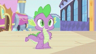 Size: 320x180 | Tagged: safe, screencap, character:pinkie pie, character:spike, species:dragon, species:earth pony, species:pony, episode:the crystal empire, g4, my little pony: friendship is magic, animated, confetti, duo, female, male, mare, party cannon, pinkie being pinkie, pinkie physics, solo focus