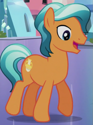 Size: 443x597 | Tagged: safe, screencap, character:citrine nectar, species:crystal pony, species:pony, episode:the crystalling, g4, my little pony: friendship is magic, background pony, cropped, male, solo, stallion, walking