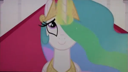 Size: 597x336 | Tagged: safe, screencap, character:princess celestia, episode:the crystal empire, g4, my little pony: friendship is magic, happy, looking up, smiling, solo