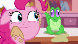 Size: 1920x1090 | Tagged: safe, screencap, character:gummy, character:pinkie pie, species:pony, episode:the lost treasure of griffonstone, g4, my little pony: friendship is magic, floppy ears, sugarcube corner