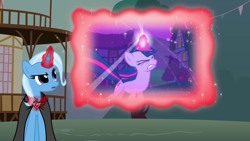 Size: 1280x720 | Tagged: safe, screencap, character:trixie, character:twilight sparkle, species:pony, episode:boast busters, episode:magic duel, g4, my little pony: friendship is magic, alicorn amulet, magic, projection