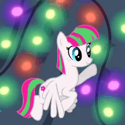 Size: 247x247 | Tagged: safe, screencap, character:blossomforth, species:pegasus, species:pony, episode:a hearth's warming tail, g4, my little pony: friendship is magic, animated, cute, female, flying, gif, happy, hoofy-kicks, mare, raised hoof, solo focus, spread wings, wings