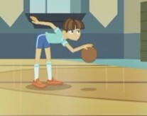 Size: 207x164 | Tagged: safe, screencap, character:wiz kid, episode:photo finished, equestria girls:friendship games, g4, my little pony:equestria girls, basketball, clothing, shoes, short, shorts, socks, solo, wiz kid