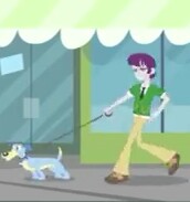 Size: 172x183 | Tagged: safe, screencap, character:indigo wreath, species:dog, episode:music to my ears, equestria girls:rainbow rocks, g4, my little pony:equestria girls, clothing, indigo wreath, necktie, pants, shoes, short, sneakers, walking