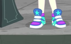 Size: 774x480 | Tagged: safe, screencap, character:dj pon-3, character:vinyl scratch, episode:music to my ears, equestria girls:rainbow rocks, g4, my little pony:equestria girls, clothing, legs, pictures of legs, shoes, short, sneakers, solo