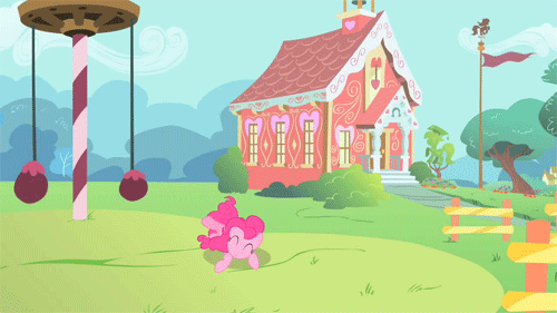 Size: 500x281 | Tagged: safe, screencap, character:pinkie pie, species:earth pony, species:pony, episode:feeling pinkie keen, g4, my little pony: friendship is magic, animated, cute, eyes closed, female, gif, horses doing horse things, mare, ponyville schoolhouse, rolling, solo