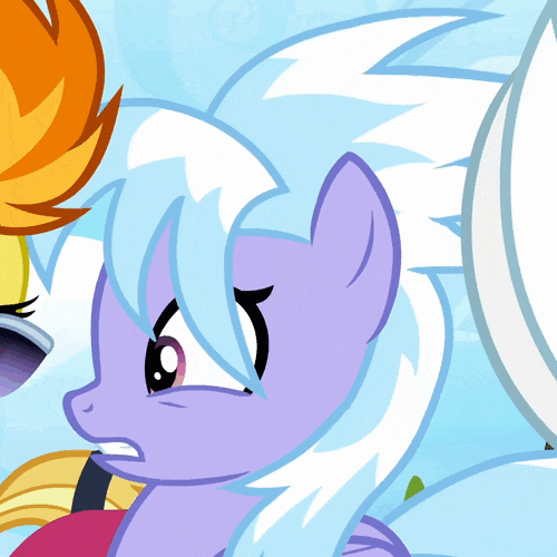 Size: 500x500 | Tagged: safe, screencap, character:bulk biceps, character:cloudchaser, character:spitfire, species:pegasus, species:pony, episode:wonderbolts academy, animated, eye shimmer, fear, female, gif, gritted teeth, mare, open mouth, scared, shivering, solo focus, vibrating
