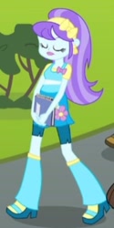 Size: 250x500 | Tagged: safe, screencap, character:aqua blossom, equestria girls:equestria girls, g4, my little pony:equestria girls, boots, cropped, flower, high heel boots, notebook, solo
