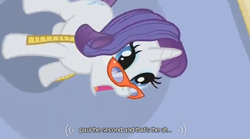 Size: 636x354 | Tagged: safe, screencap, character:rarity, episode:suited for success, g4, my little pony: friendship is magic, youtube caption