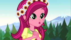 Size: 1100x618 | Tagged: safe, screencap, character:gloriosa daisy, equestria girls:legend of everfree, g4, my little pony:equestria girls, 8^y, cute, daisybetes, magical geodes, solo