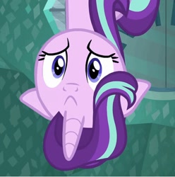 Size: 458x462 | Tagged: safe, screencap, character:starlight glimmer, species:pony, :<, faec, inverted face, sad, wat, what has science done