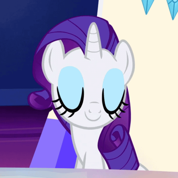 Size: 720x720 | Tagged: safe, screencap, character:rarity, species:pony, species:unicorn, episode:to where and back again, g4, my little pony: friendship is magic, animated, c:, cropped, cute, eyes closed, female, gif, headbob, loop, mare, rarara, raribetes, sitting, smiling, solo, throne, twilight's castle