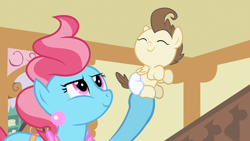 Size: 1280x720 | Tagged: safe, screencap, character:cup cake, character:pound cake, species:pony, episode:baby cakes, g4, my little pony: friendship is magic, baby, baby pony, circle of life, diaper, foal, mother and son