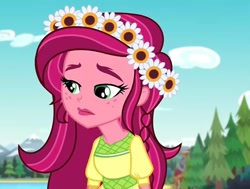 Size: 634x480 | Tagged: safe, screencap, character:gloriosa daisy, equestria girls:legend of everfree, g4, my little pony:equestria girls, flower, glorio-sad daisy, sad, solo