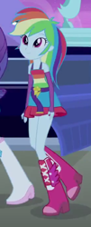 Size: 236x586 | Tagged: safe, screencap, character:rainbow dash, equestria girls:equestria girls, g4, my little pony:equestria girls, boots, cute, fall formal outfits, high heel boots, limousine, raised leg, statue, wings