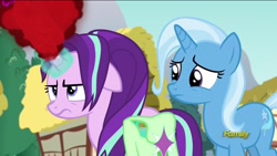 Size: 1920x1080 | Tagged: safe, screencap, character:starlight glimmer, character:trixie, species:pony, episode:all bottled up, g4, my little pony: friendship is magic, anger magic, magic, saddle bag, tired