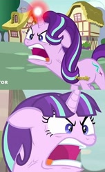Size: 328x540 | Tagged: safe, screencap, character:starlight glimmer, species:pony, episode:all bottled up, episode:the cutie map, g4, my little pony: friendship is magic, angry, comparison, cropped, cross-popping veins, discovery family logo, faec, quiet, ragelight glimmer, s5 starlight, solo