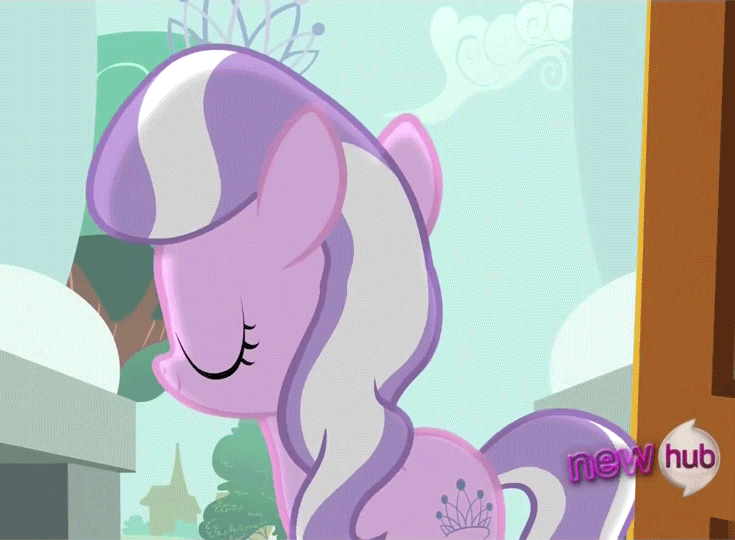 Size: 735x540 | Tagged: safe, screencap, character:diamond tiara, species:earth pony, species:pony, episode:ponyville confidential, g4, my little pony: friendship is magic, animated, fabulous, female, filly, gif, hub logo, mane toss, solo